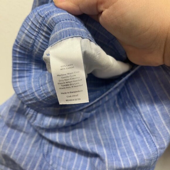 Talbots Blue Striped Linen-Cotton Drawstring Capri Pants L - Picture 6 of 9